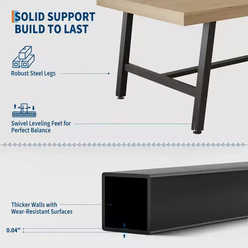 Tavolo da pranzo rettangolare industriale in noce grigio / noce / legno naturale, 6-8 posti