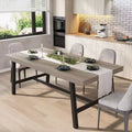 70.9 Inch Dining Table for 6-8, Large Industrial Rectangle Table with Wood Top and Metal Legs for Kitchen Dining Room, Gray