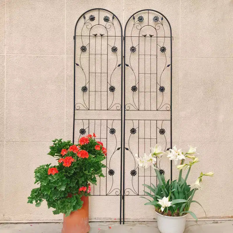 MAYEERTY 2 Pack 86.7 x 19.7 Black Rustproof Metal Garden Trellis for Climbing Plants