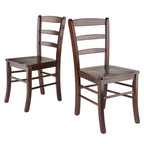 Set Tavolo da Pranzo Antico in Noce con Ribalte, Schienale a Scala, 4 Posti (5 Pezzi)