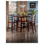 Set da pranzo a 5 pezzi in legno di noce, altezza bancone, 4 posti