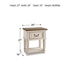 Comodino a 1 cassetto bicolore marrone e bianco per 1