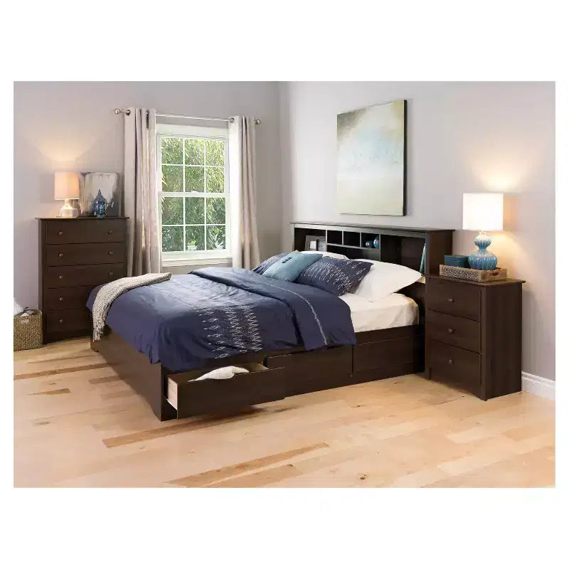 Comodino a 3 cassetti Espresso Brown, singolo
