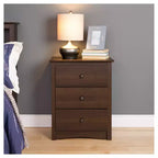 Comodino a 3 cassetti Espresso Brown, singolo