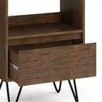 Libreria alta in Marrone Rustico con Gambe a Forcina e Cassetto – Stile Industriale, Montaggio da 1 Persona
