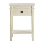 Tavolino Laterale Monocassetto Off-White, Legno, Singolo