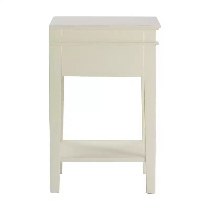 Tavolino Laterale Monocassetto Off-White, Legno, Singolo