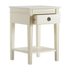 Tavolino Laterale Monocassetto Off-White, Legno, Singolo