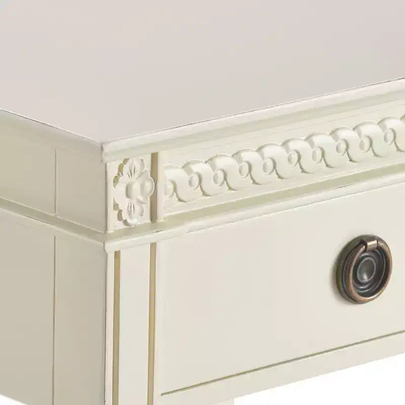 Tavolino Laterale Monocassetto Off-White, Legno, Singolo