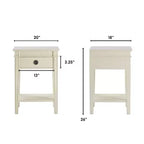Tavolino Laterale Monocassetto Off-White, Legno, Singolo
