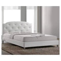 Letto queen-size con piattaforma trapuntata in similpelle bianca, 2 persone