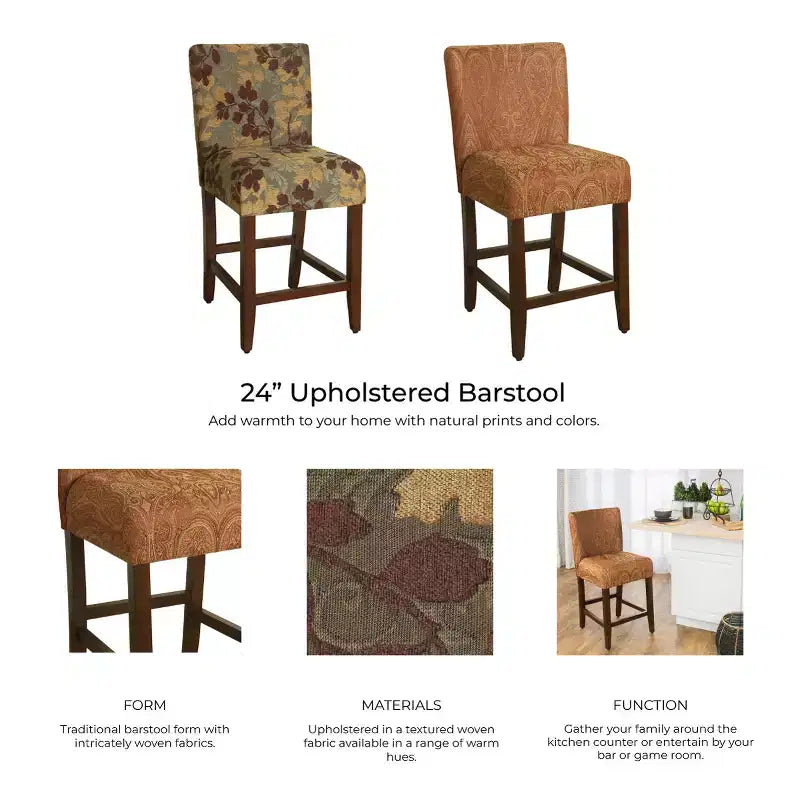 Sgabello da bancone senza braccioli imbottito marrone/multicolore, 1 posto