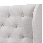Testiera ad alette con bottoni in tessuto grigio, Queen/King, 1 persona