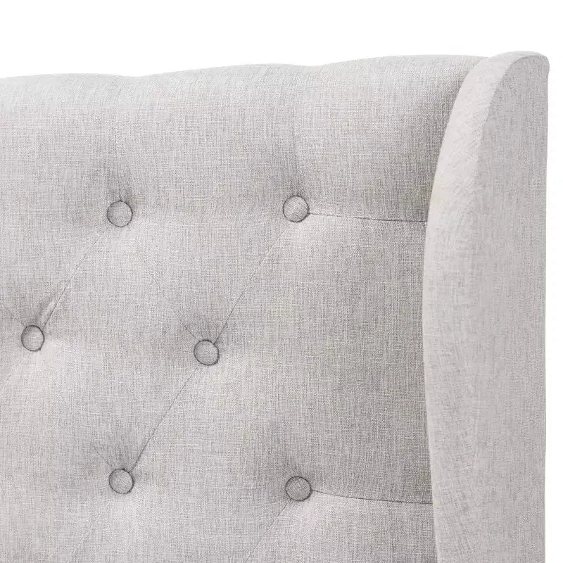 Testiera ad alette con bottoni in tessuto grigio, Queen/King, 1 persona