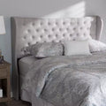Testiera ad alette con bottoni in tessuto grigio, Queen/King, 1 persona