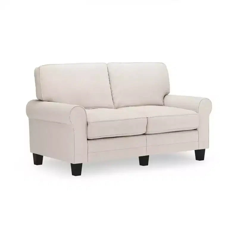 Divanetto / divano a 2 posti imbottito beige chiaro / antracite / grigio