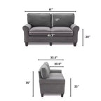 Divanetto / divano a 2 posti imbottito beige chiaro / antracite / grigio