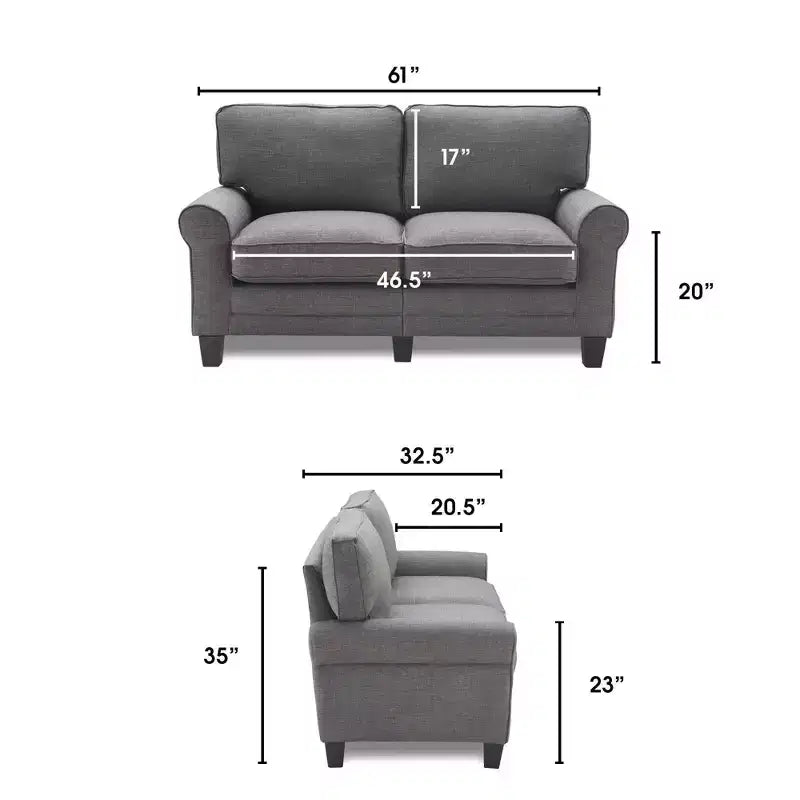 Divanetto / divano a 2 posti imbottito beige chiaro / antracite / grigio