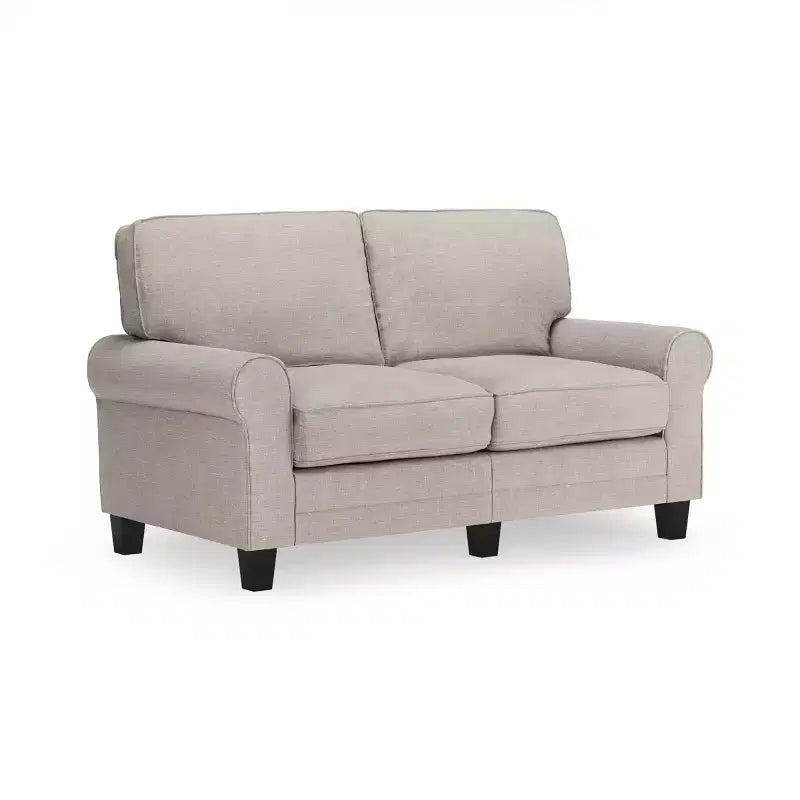 Divanetto / divano a 2 posti imbottito beige chiaro / antracite / grigio