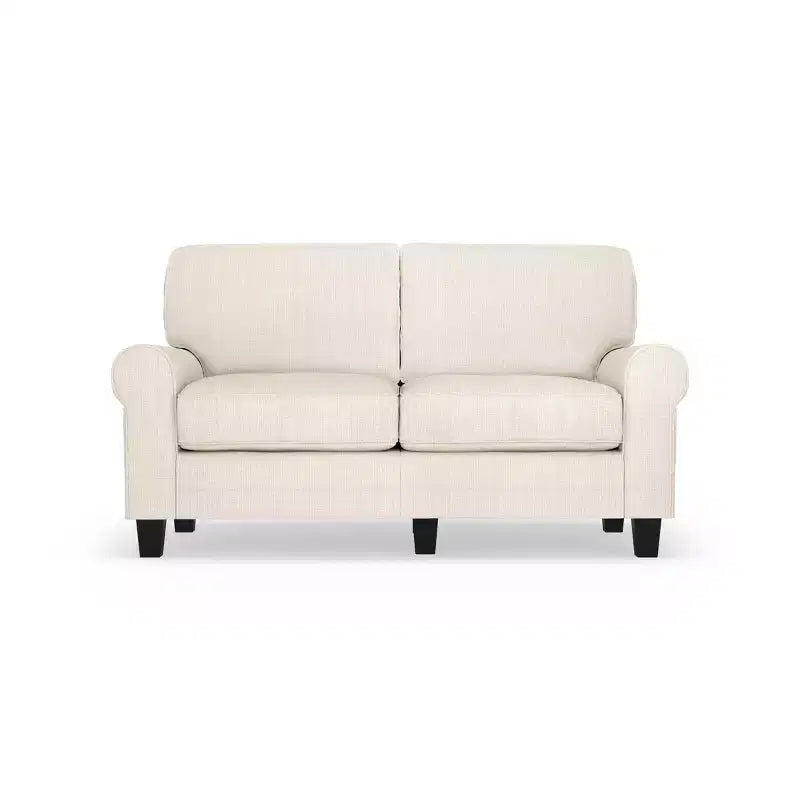 Divanetto / divano a 2 posti imbottito beige chiaro / antracite / grigio