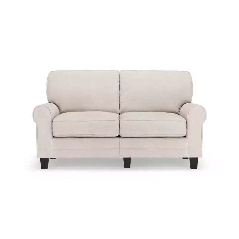 Divanetto / divano a 2 posti imbottito beige chiaro / antracite / grigio