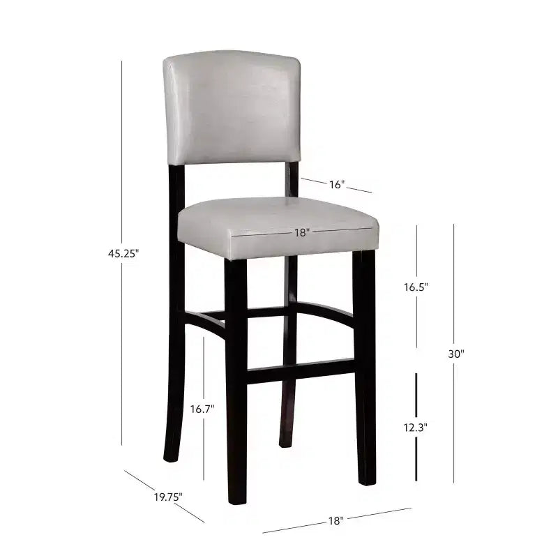 Sgabello da bar imbottito – Espresso / Grigio / Rosso, Senza braccioli con schienale, 1 posto