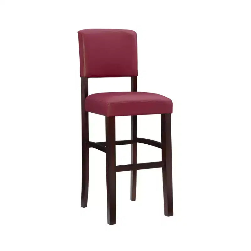 Sgabello da bar imbottito – Espresso / Grigio / Rosso, Senza braccioli con schienale, 1 posto