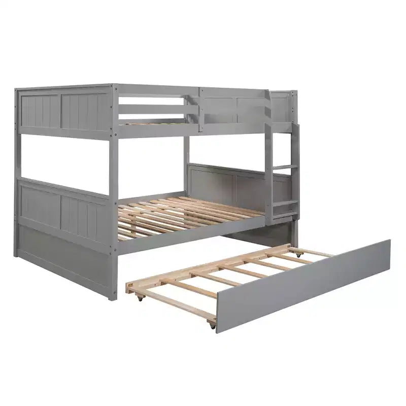 Letto a Castello con Letto Matrimoniale e Rotelle Singole, Espresso/Grigio/Noce/Bianco, Posti Letto 3