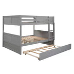 Letto a Castello con Letto Matrimoniale e Rotelle Singole, Espresso/Grigio/Noce/Bianco, Posti Letto 3