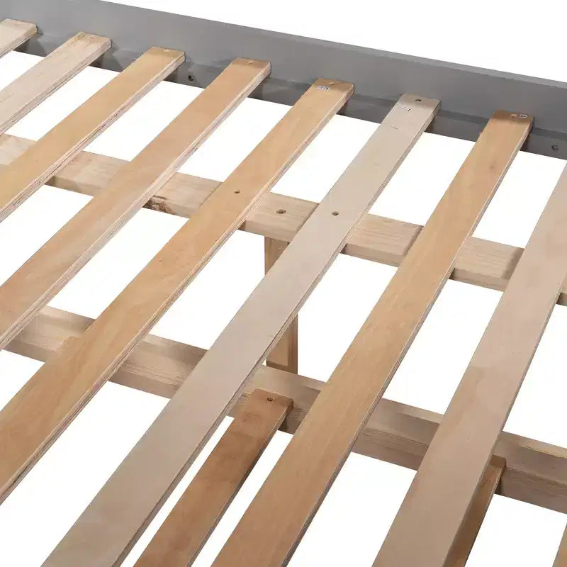 Letto a Castello con Letto Matrimoniale e Rotelle Singole, Espresso/Grigio/Noce/Bianco, Posti Letto 3