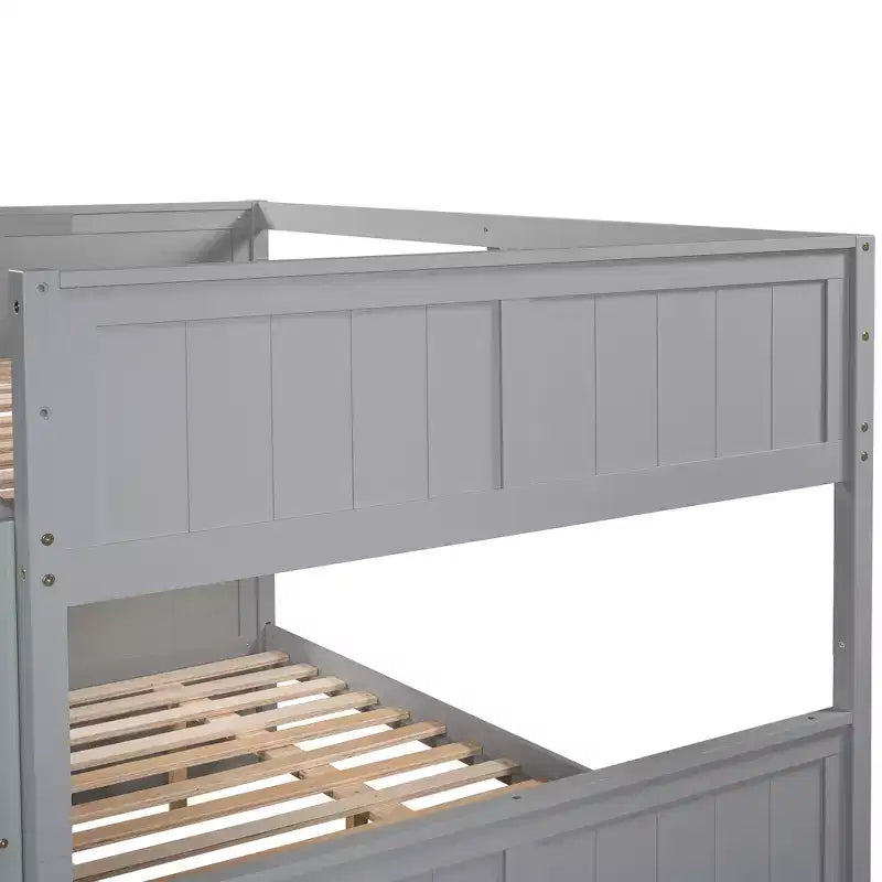 Letto a Castello con Letto Matrimoniale e Rotelle Singole, Espresso/Grigio/Noce/Bianco, Posti Letto 3