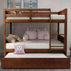 Letto a Castello con Letto Matrimoniale e Rotelle Singole, Espresso/Grigio/Noce/Bianco, Posti Letto 3