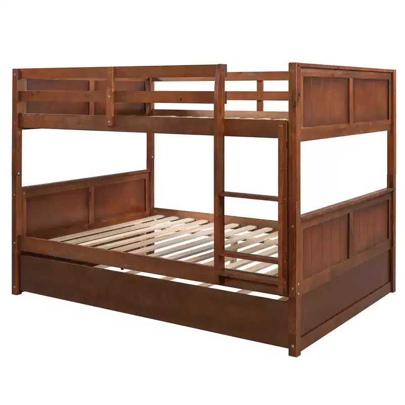 Letto a Castello con Letto Matrimoniale e Rotelle Singole, Espresso/Grigio/Noce/Bianco, Posti Letto 3