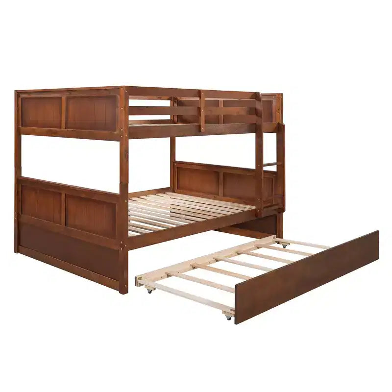 Letto a Castello con Letto Matrimoniale e Rotelle Singole, Espresso/Grigio/Noce/Bianco, Posti Letto 3