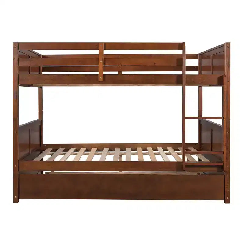Letto a Castello con Letto Matrimoniale e Rotelle Singole, Espresso/Grigio/Noce/Bianco, Posti Letto 3