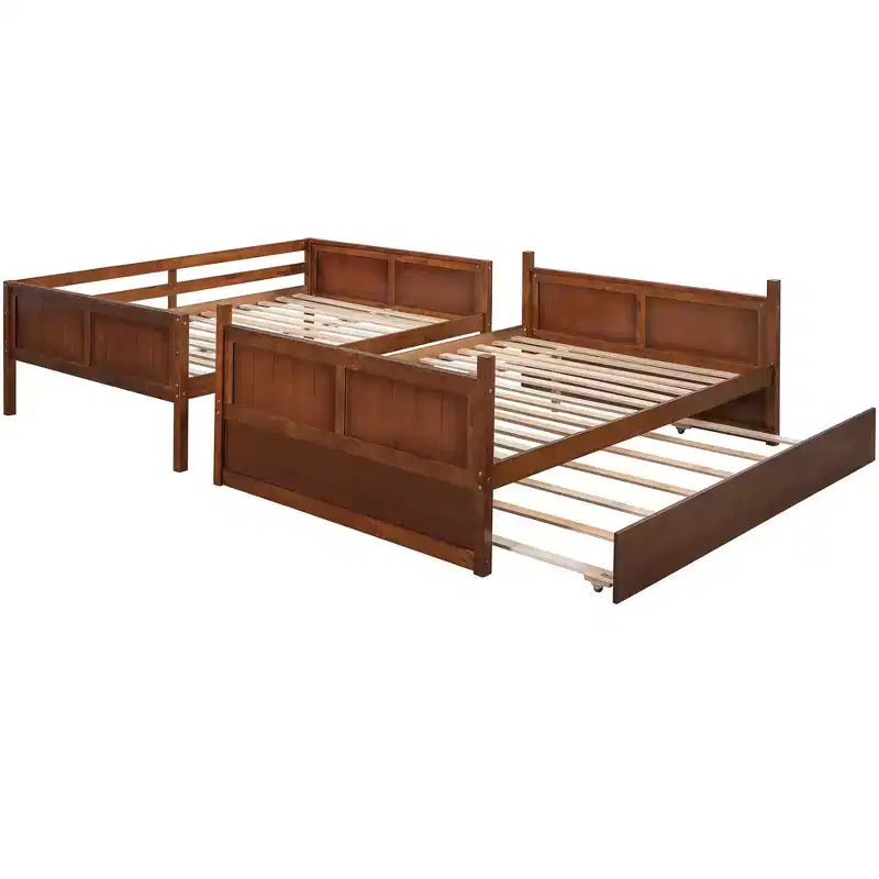 Letto a Castello con Letto Matrimoniale e Rotelle Singole, Espresso/Grigio/Noce/Bianco, Posti Letto 3