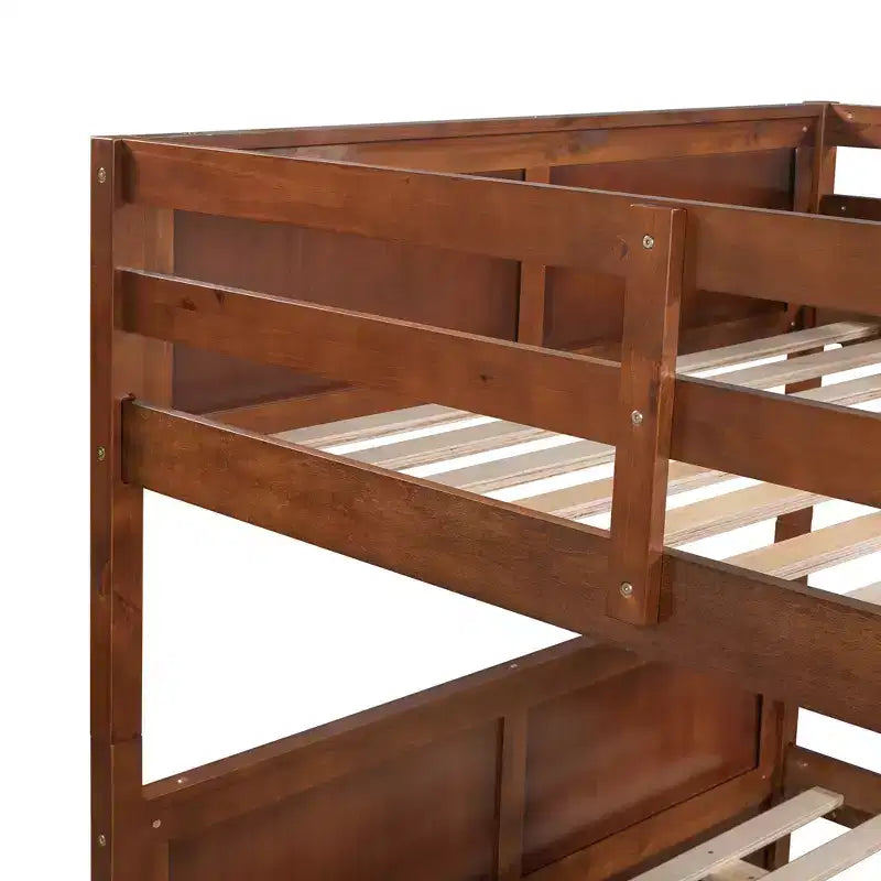 Letto a Castello con Letto Matrimoniale e Rotelle Singole, Espresso/Grigio/Noce/Bianco, Posti Letto 3