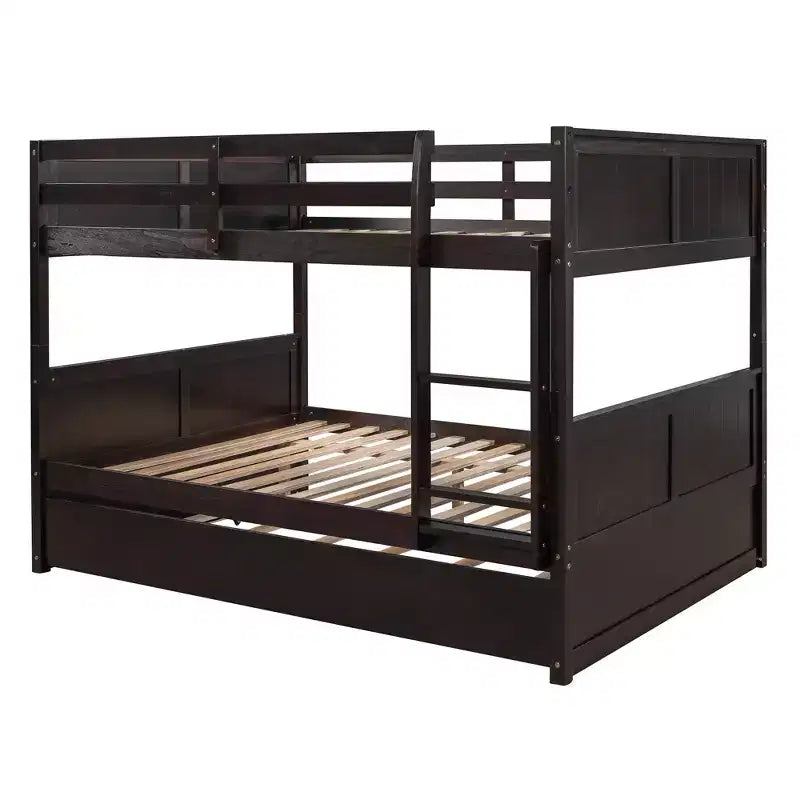 Letto a Castello con Letto Matrimoniale e Rotelle Singole, Espresso/Grigio/Noce/Bianco, Posti Letto 3
