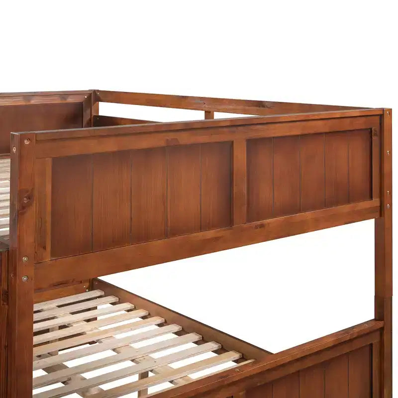 Letto a Castello con Letto Matrimoniale e Rotelle Singole, Espresso/Grigio/Noce/Bianco, Posti Letto 3