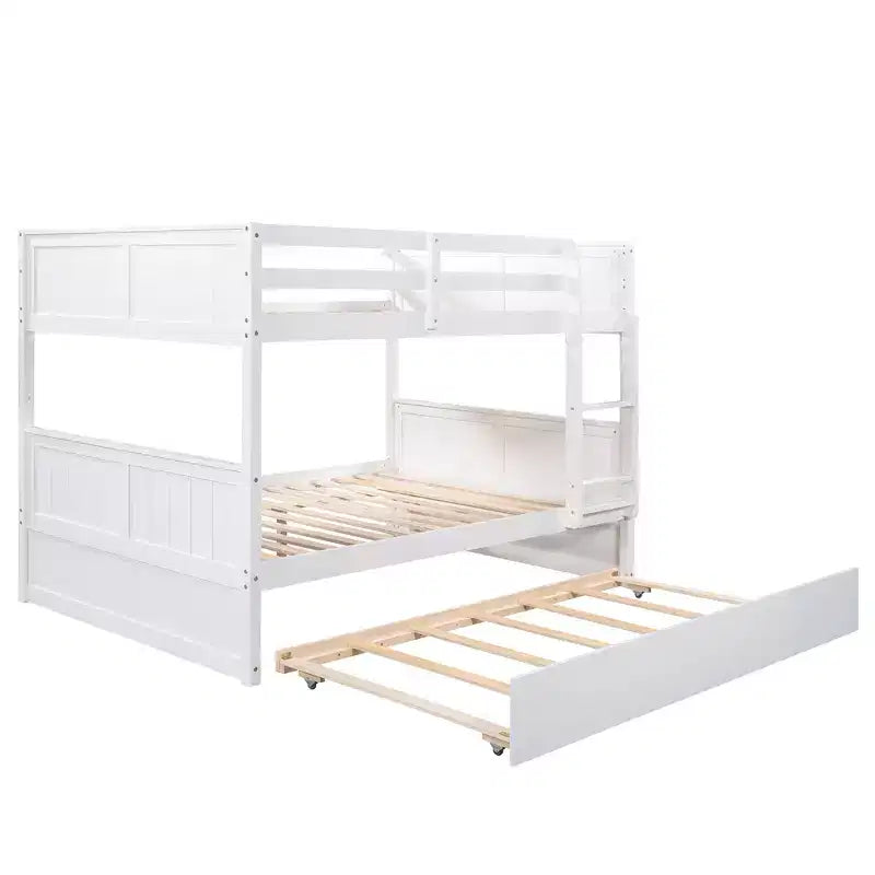 Letto a Castello con Letto Matrimoniale e Rotelle Singole, Espresso/Grigio/Noce/Bianco, Posti Letto 3