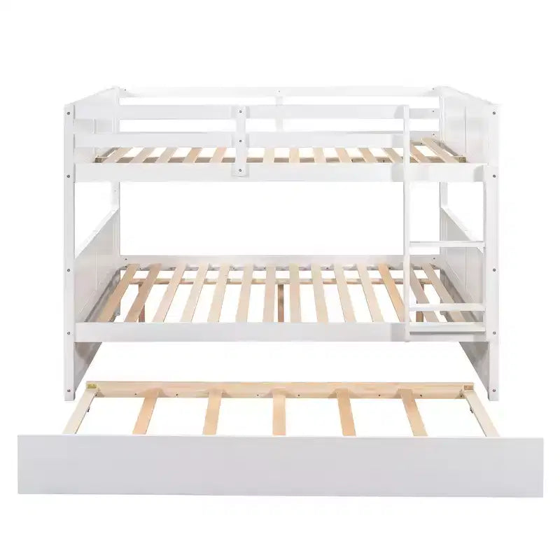 Letto a Castello con Letto Matrimoniale e Rotelle Singole, Espresso/Grigio/Noce/Bianco, Posti Letto 3