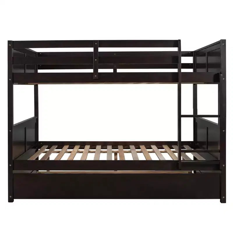 Letto a Castello con Letto Matrimoniale e Rotelle Singole, Espresso/Grigio/Noce/Bianco, Posti Letto 3