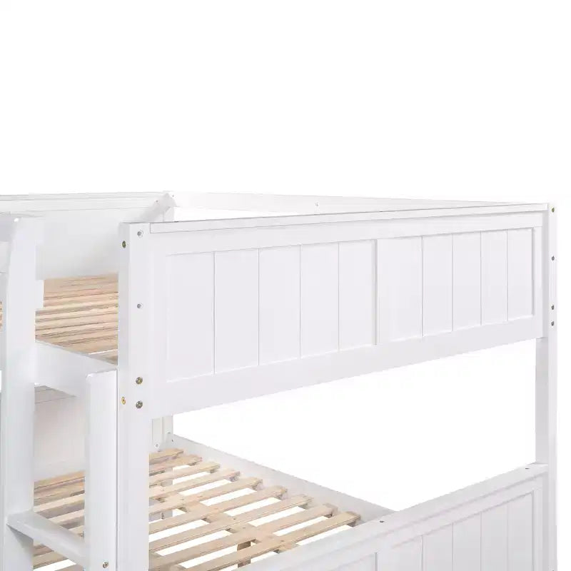 Letto a Castello con Letto Matrimoniale e Rotelle Singole, Espresso/Grigio/Noce/Bianco, Posti Letto 3