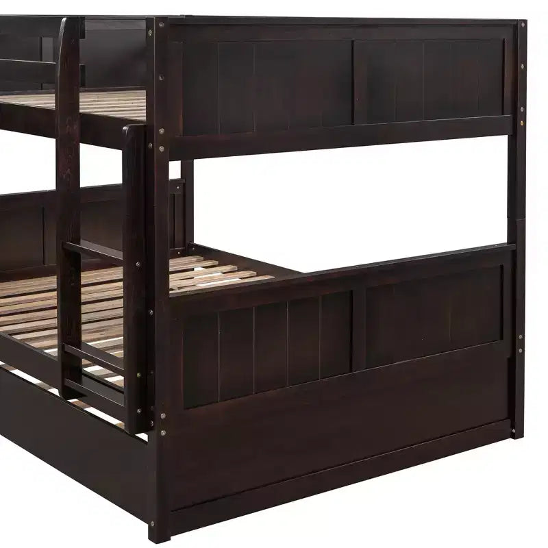 Letto a Castello con Letto Matrimoniale e Rotelle Singole, Espresso/Grigio/Noce/Bianco, Posti Letto 3