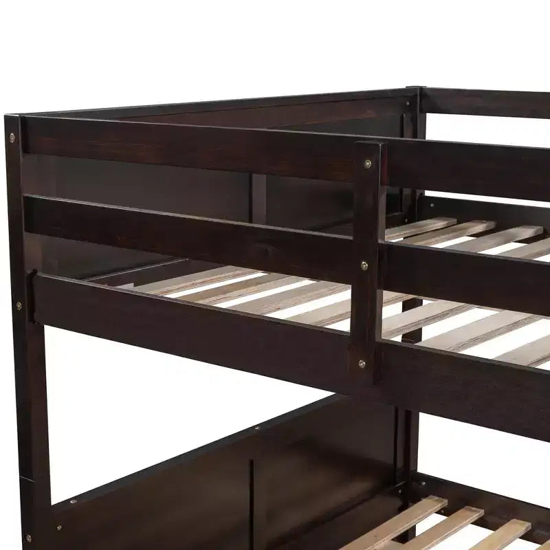 Letto a Castello con Letto Matrimoniale e Rotelle Singole, Espresso/Grigio/Noce/Bianco, Posti Letto 3