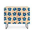 Credenza a 2 ante con fiori primaverili irregolari – Betulla/Blu/Nero e Noce/Blu/Oro