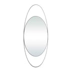 Specchio da parete ovale con cornice in legno naturale, singolo, 41,5" x 16"