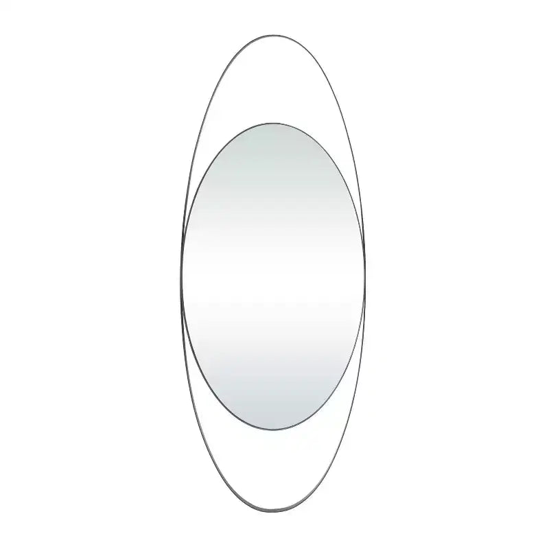 Specchio da parete ovale con cornice in legno naturale, singolo, 41,5" x 16"