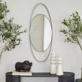 Specchio da parete ovale con cornice in legno naturale, singolo, 41,5" x 16"