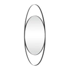 Specchio da parete ovale con cornice in legno naturale, singolo, 41,5" x 16"